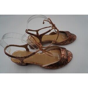Etienne Aigner Belize Copper Gold Gladiator Inspired Lace Up Ankle Sandal Size 8
